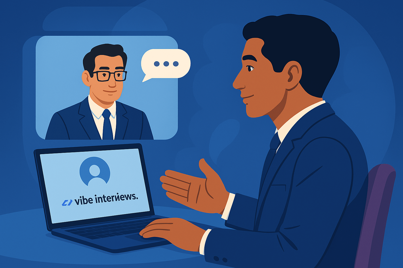 AI-powered interview interface on a computer screen